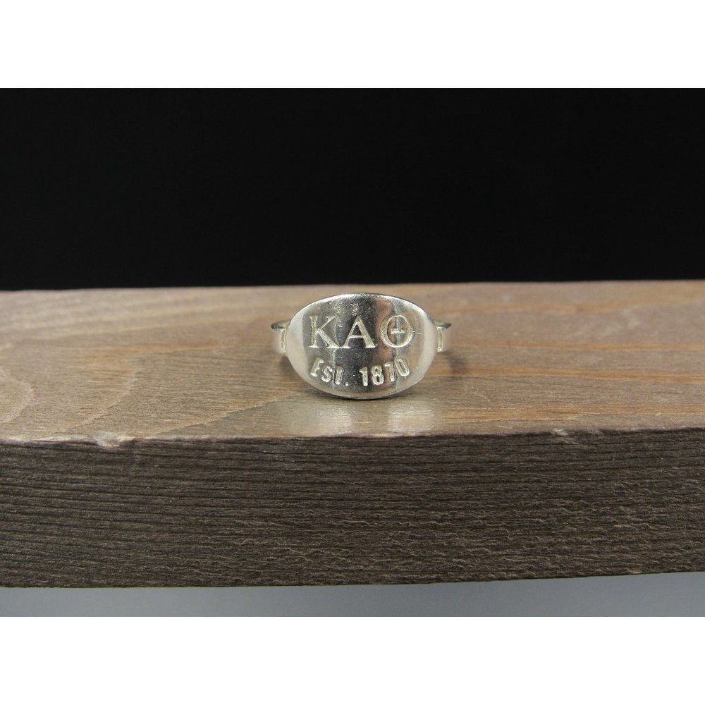 Size 7 Sterling Silver Sorority Collage EST 1870 Band Ring Vintage Statement
